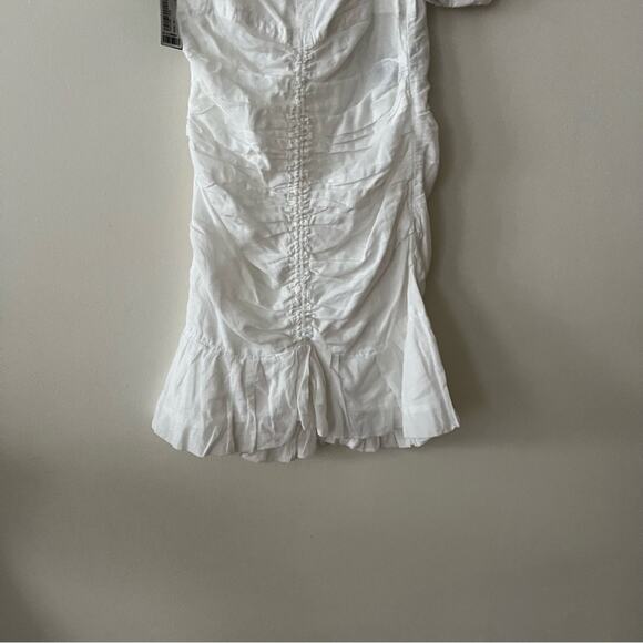 Isabel Marant Lecia Asymmetric Ruched White Mini Dress - Picture 4 of 9